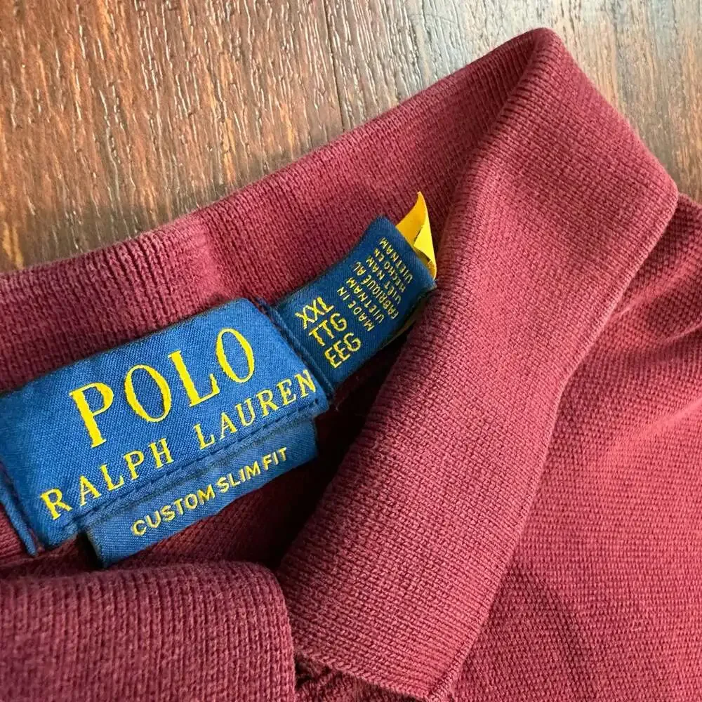 Polo Ralph Lauren Custom Slim Fit Polo Shirt XXXL Burgundy Embroidered Pony